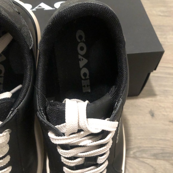 Coach Leather Low Top Black and White Women's Sneakers - Picture 5 of 7